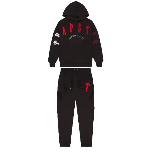 black and red trapstar tracksuit